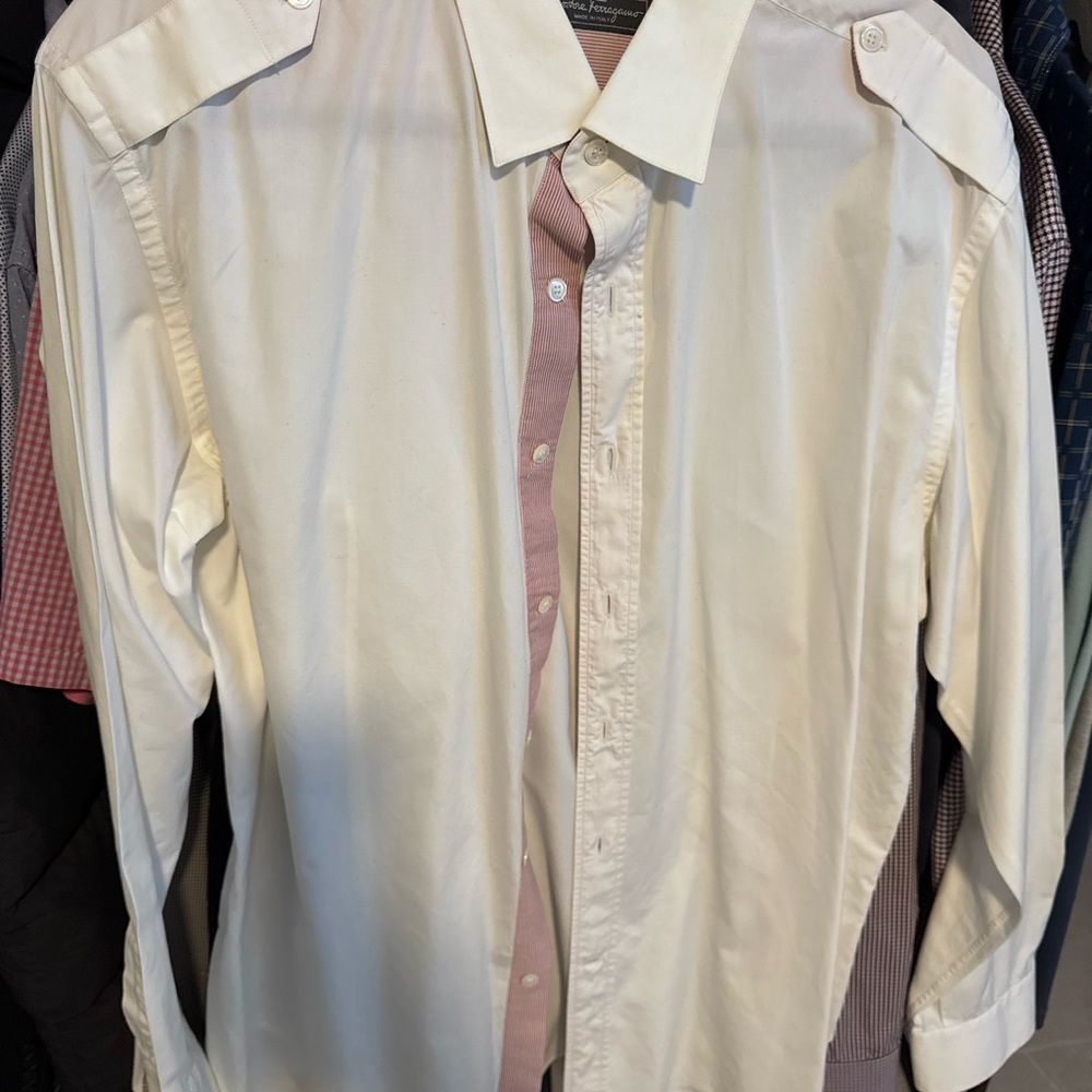 Salvatore Ferragamo Cream Dress Shirt